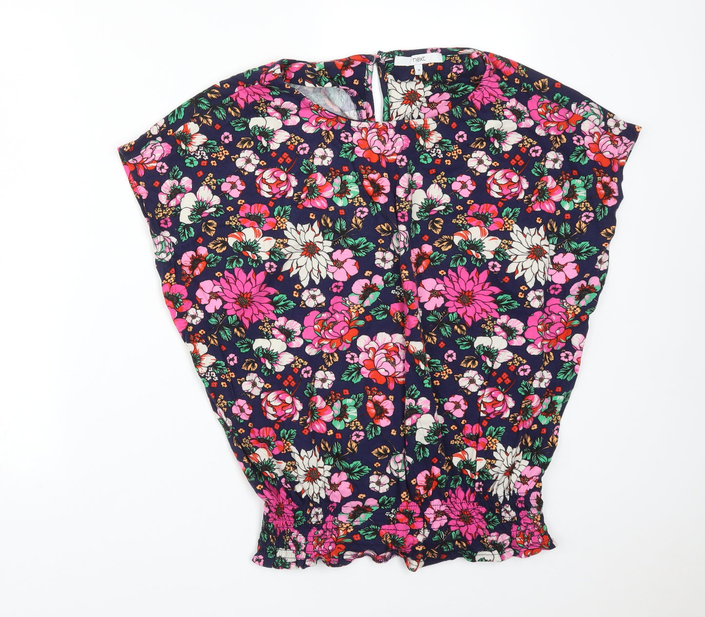 NEXT Womens Multicoloured Floral Cotton Basic T-Shirt Size 14 Round Neck