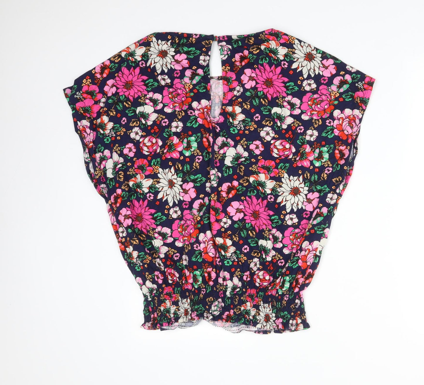 NEXT Womens Multicoloured Floral Cotton Basic T-Shirt Size 14 Round Neck