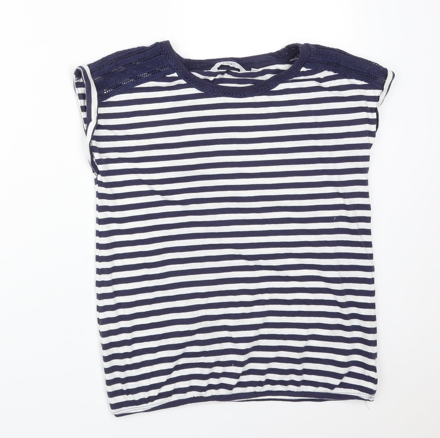 NEXT Womens Multicoloured Striped Cotton Basic T-Shirt Size 10 Round Neck