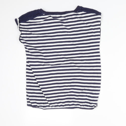 NEXT Womens Multicoloured Striped Cotton Basic T-Shirt Size 10 Round Neck