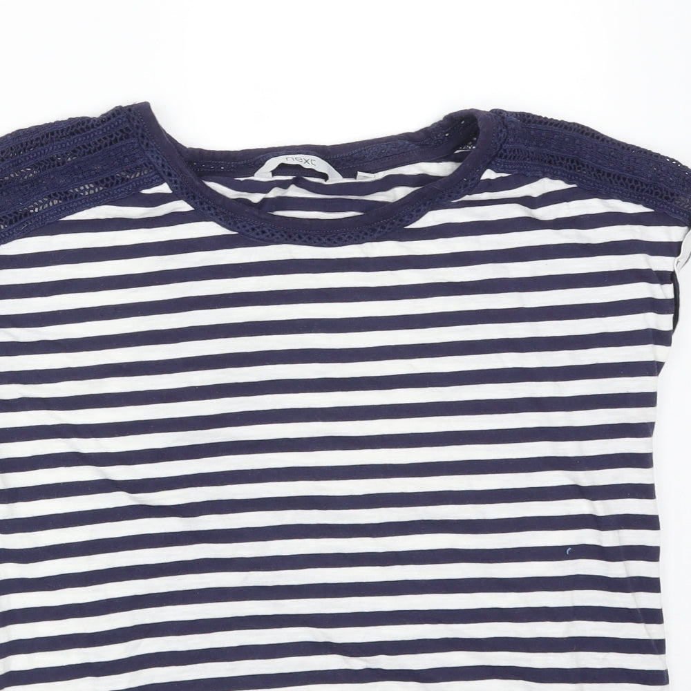 NEXT Womens Multicoloured Striped Cotton Basic T-Shirt Size 10 Round Neck