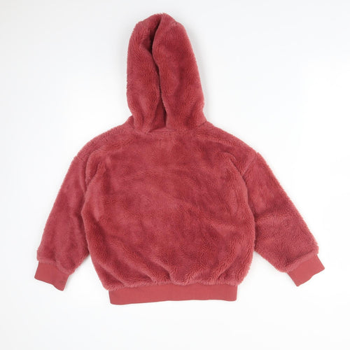 F&F Girls Pink  Polyester Full Zip Hoodie Size 6-7 Years