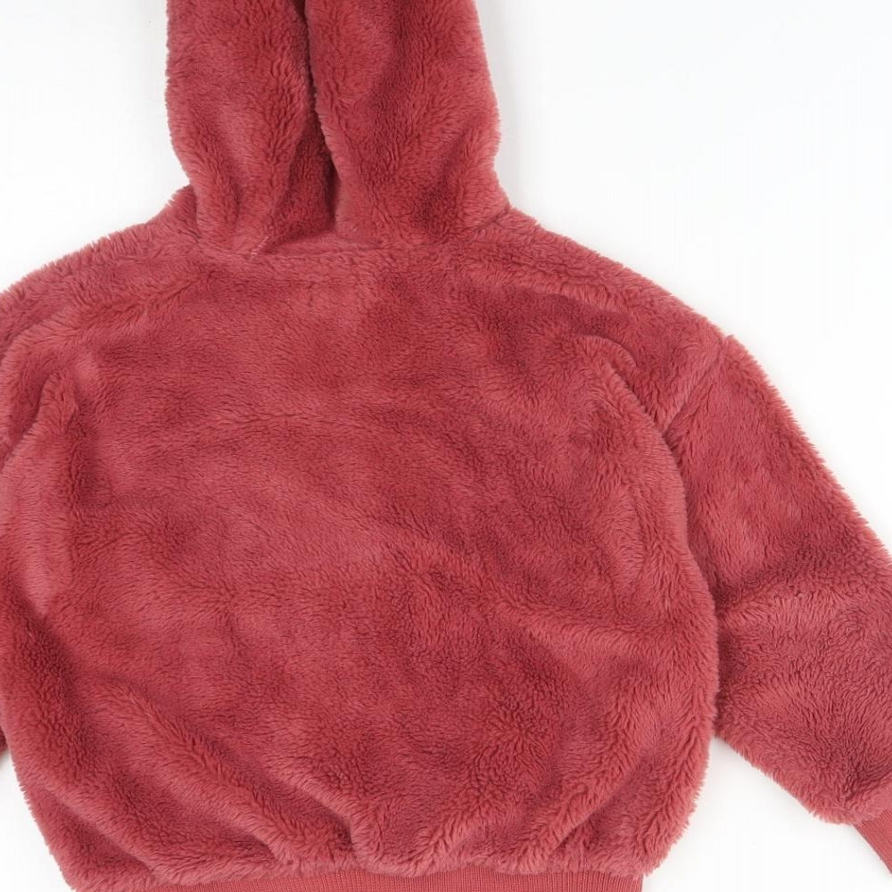 F&F Girls Pink  Polyester Full Zip Hoodie Size 6-7 Years