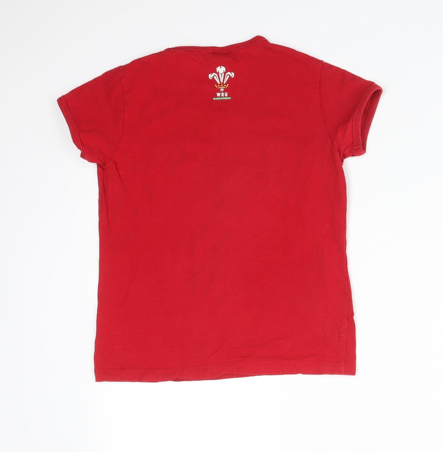 WRU Girls Red  Cotton Basic T-Shirt Size 9-10 Years Crew Neck  - WELSH PRINCESS