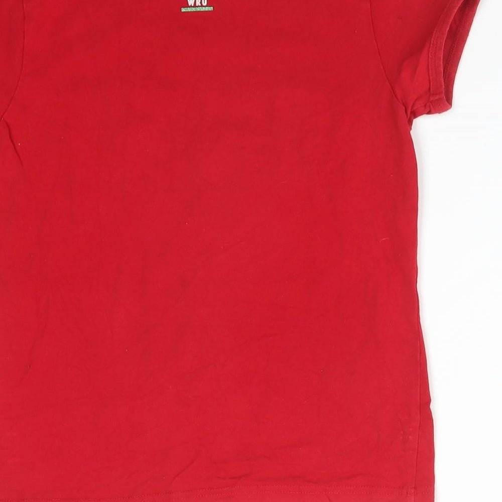 WRU Girls Red  Cotton Basic T-Shirt Size 9-10 Years Crew Neck  - WELSH PRINCESS