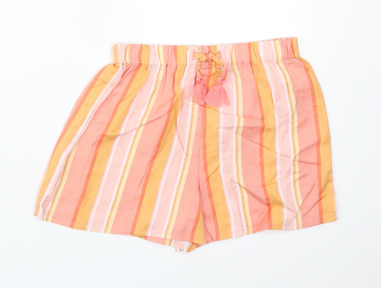 F&F Girls Multicoloured Striped Cotton  Shorts Size 7-8 Years  Regular