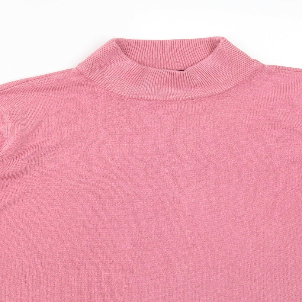 BM Womens Pink  Acrylic Basic T-Shirt Size M High Neck