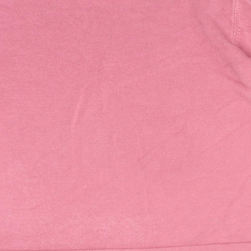 BM Womens Pink  Acrylic Basic T-Shirt Size M High Neck