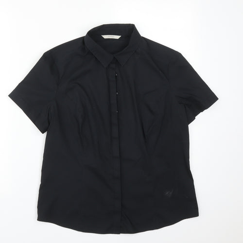 George Womens Black  Polyester Basic Button-Up Size 12 Collared