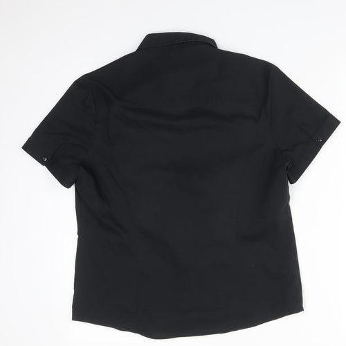 George Womens Black  Polyester Basic Button-Up Size 12 Collared