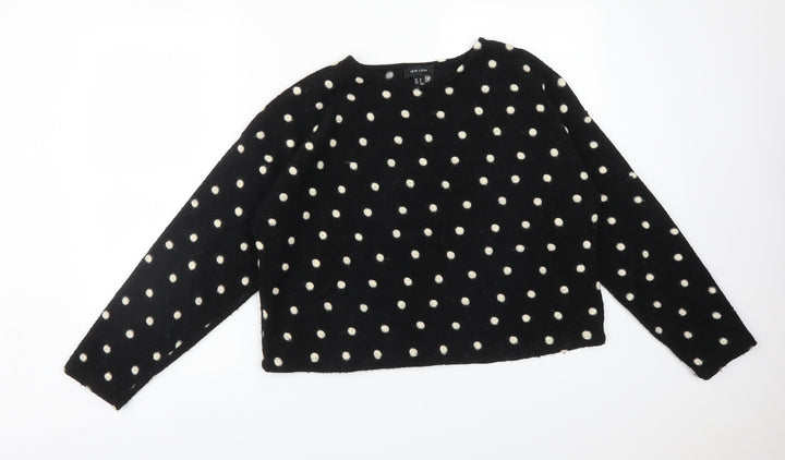 New Look Womens  Polka Dot Acrylic Basic T-Shirt Size M Crew Neck
