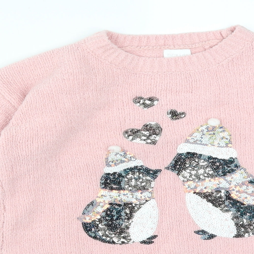 F&F Girls Pink  Polyester Pullover Sweatshirt Size 10-11 Years   - BIRDS