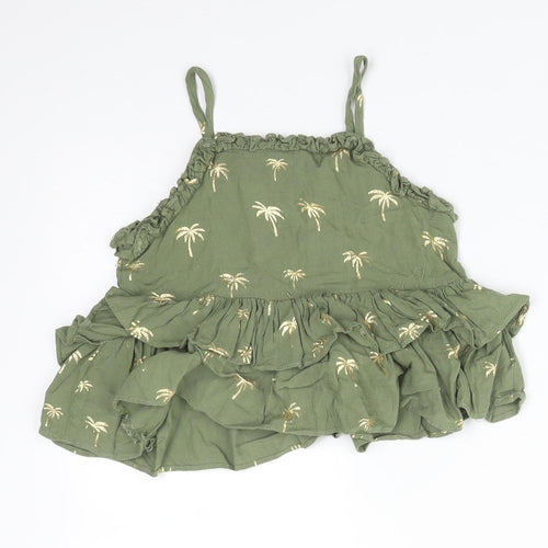 NEXT Girls Green  Viscose Camisole T-Shirt Size 12-18 Months Square Neck  - PALM TREES
