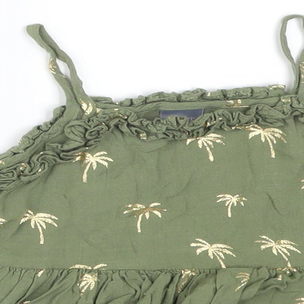 NEXT Girls Green  Viscose Camisole T-Shirt Size 12-18 Months Square Neck  - PALM TREES