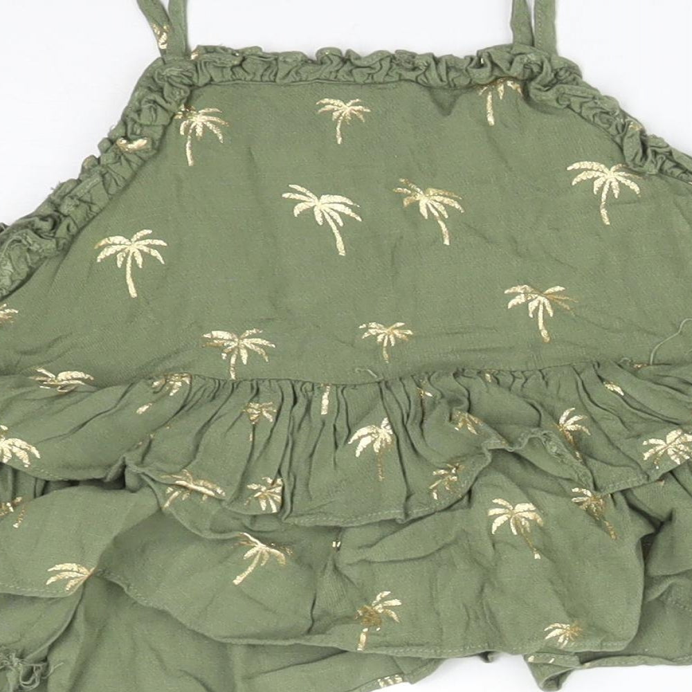 NEXT Girls Green  Viscose Camisole T-Shirt Size 12-18 Months Square Neck  - PALM TREES