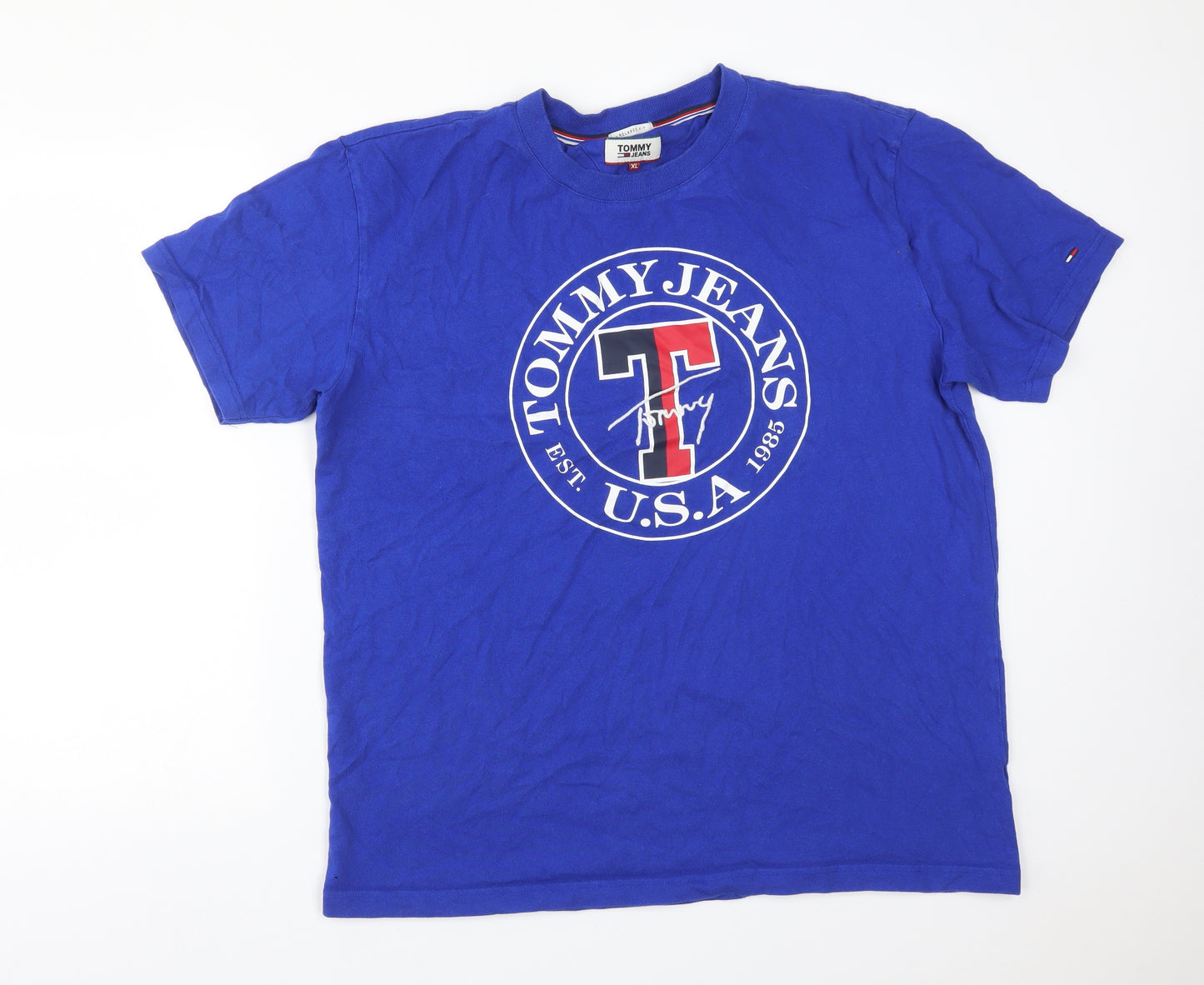 Tommy Hilfiger Mens Blue  Cotton  T-Shirt Size XL Crew Neck  - TOMMY JEANS USA