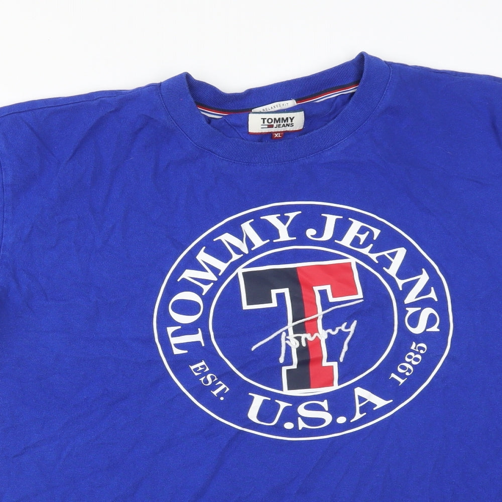 Tommy Hilfiger Mens Blue  Cotton  T-Shirt Size XL Crew Neck  - TOMMY JEANS USA