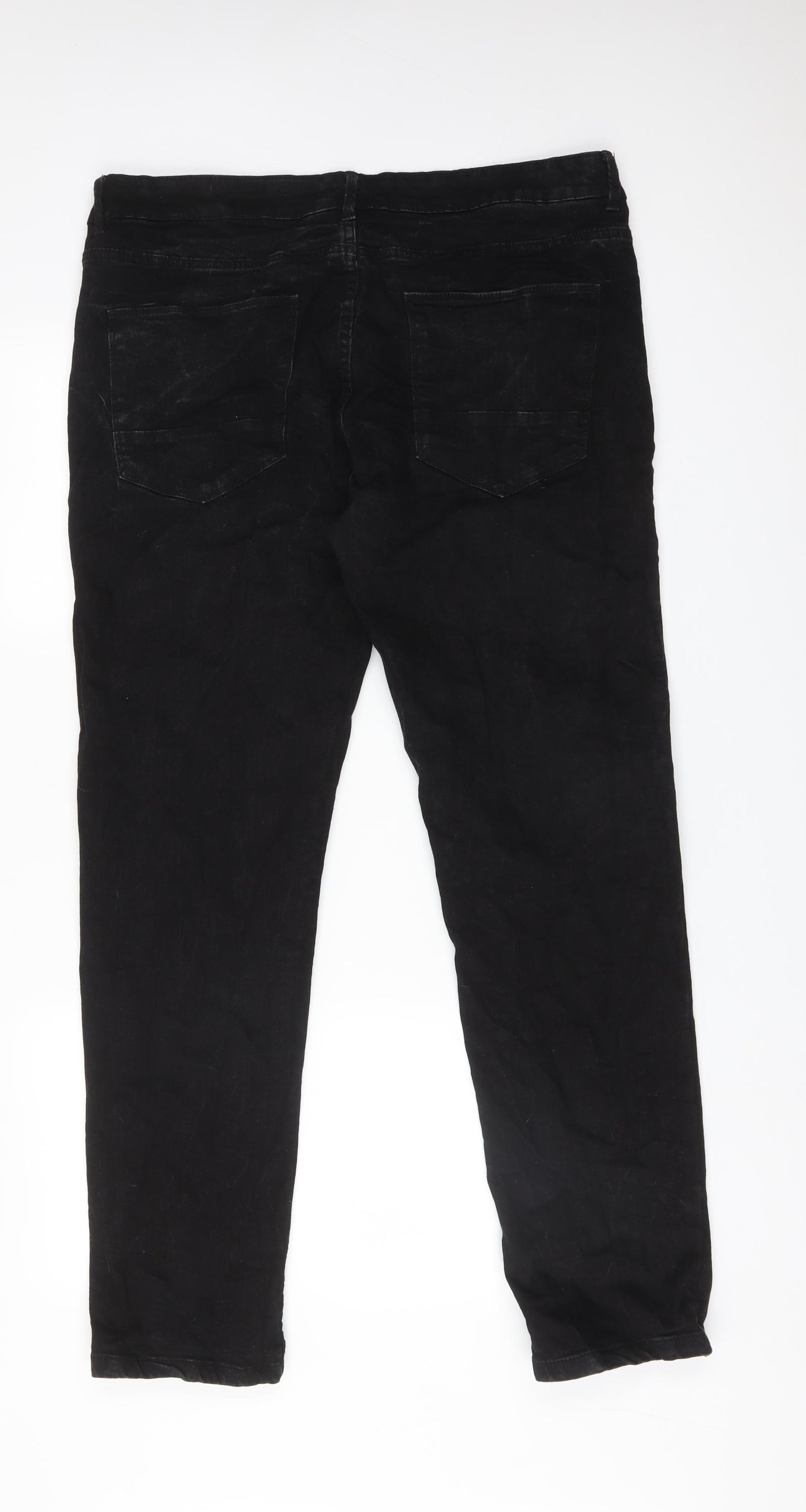 Peacocks Mens Black  Cotton Straight Jeans Size 38 L30 in Slim