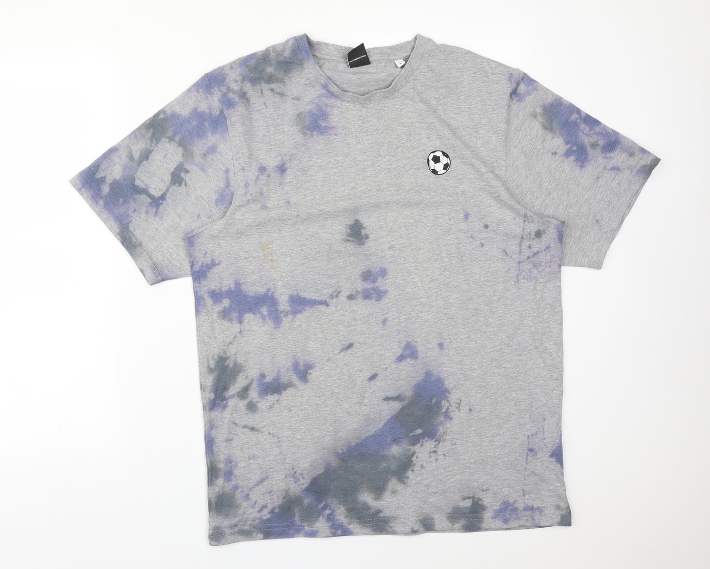 THE NEIGHBOUR GOODS Mens Multicoloured  Cotton  T-Shirt Size L Crew Neck  - FOOTBALL