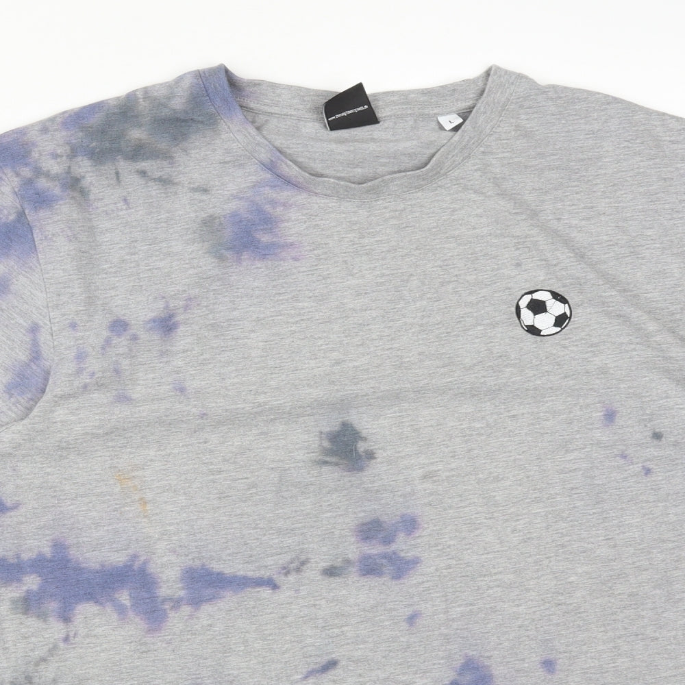 THE NEIGHBOUR GOODS Mens Multicoloured  Cotton  T-Shirt Size L Crew Neck  - FOOTBALL