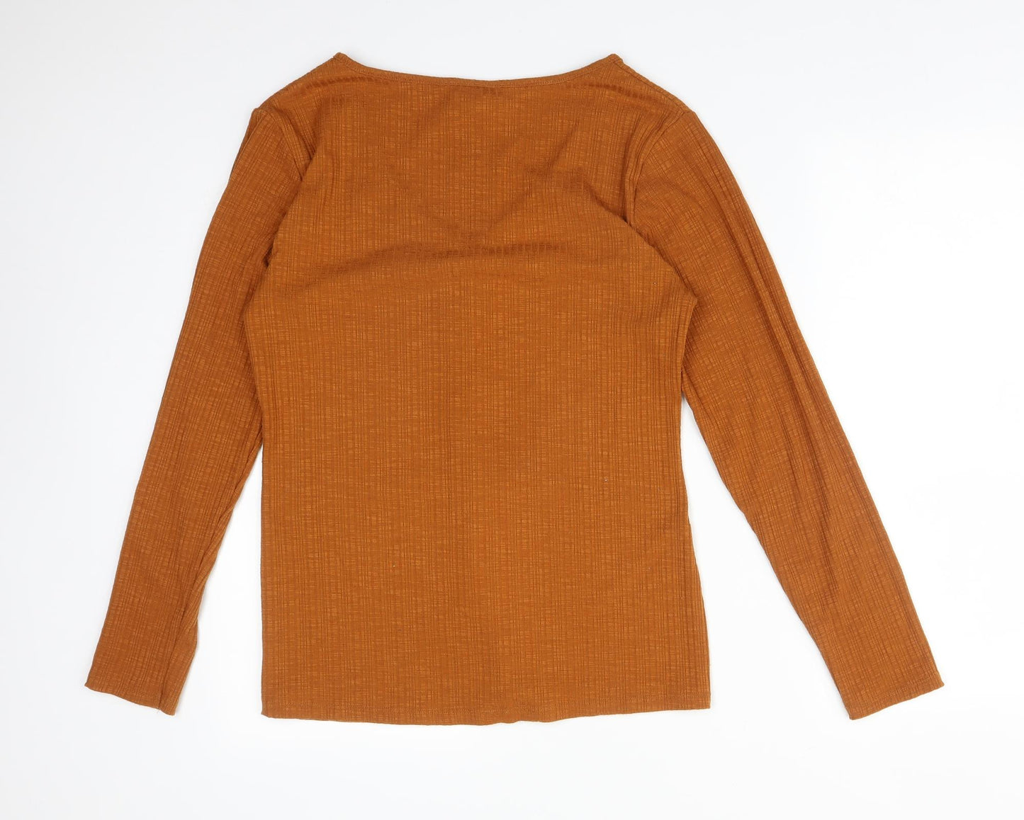 PEP&CO Womens Orange  Polyester Basic T-Shirt Size 14 V-Neck
