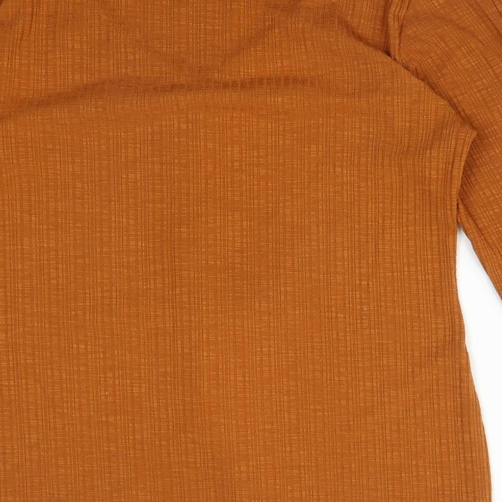 PEP&CO Womens Orange  Polyester Basic T-Shirt Size 14 V-Neck