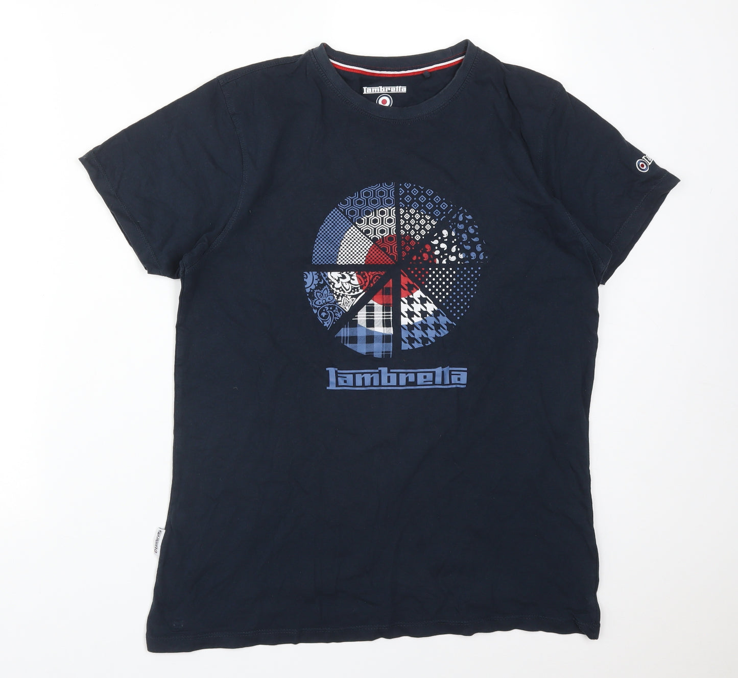 Lambretta Mens Blue  Cotton  T-Shirt Size M Round Neck