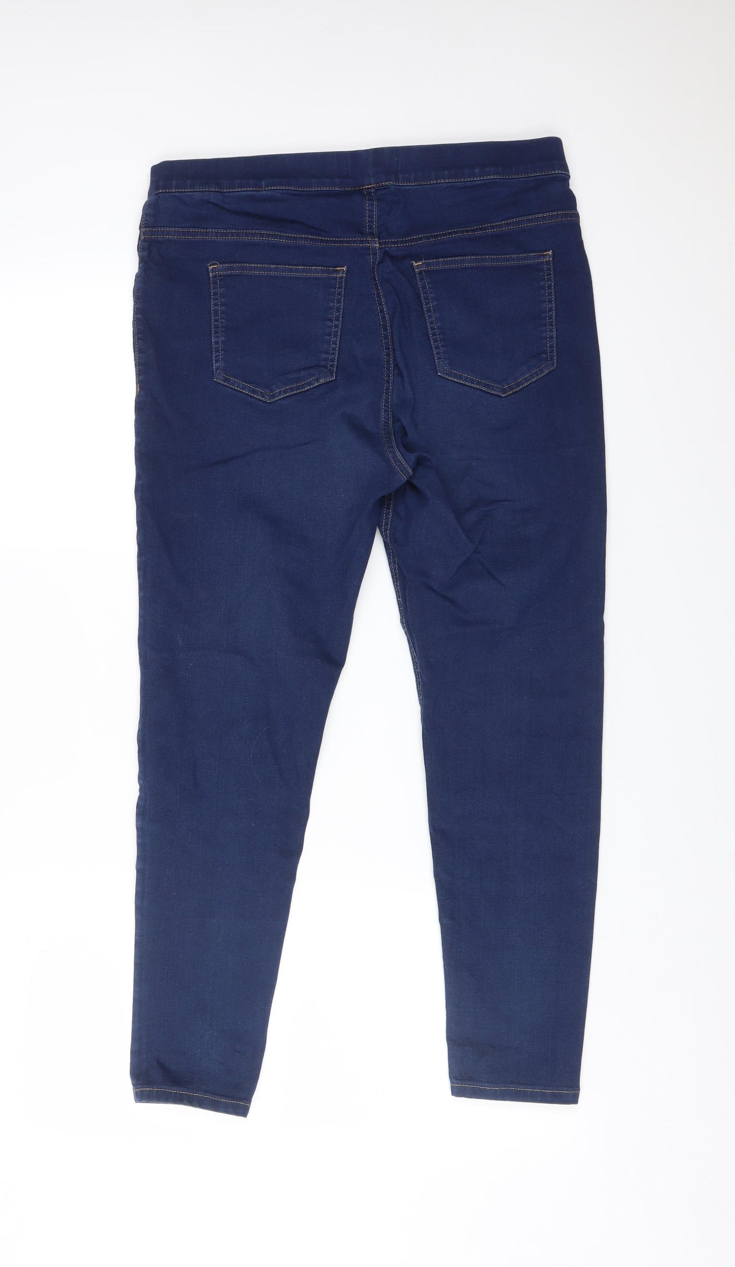 M&S Womens Blue  Cotton Jegging Leggings Size 14 L26 in
