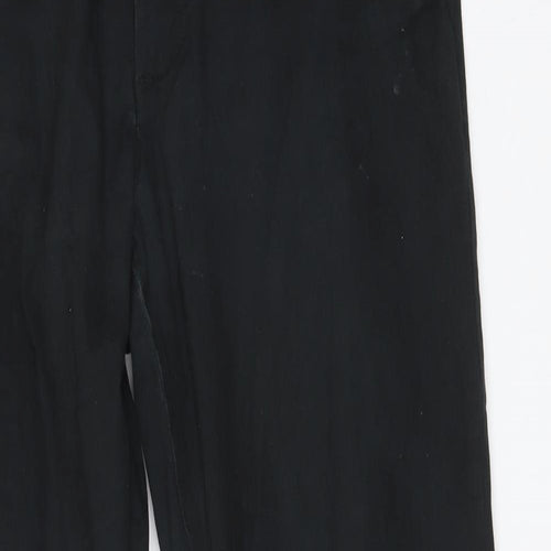 M&S Mens Black  Cotton Chino Trousers Size 32 L29 in Regular