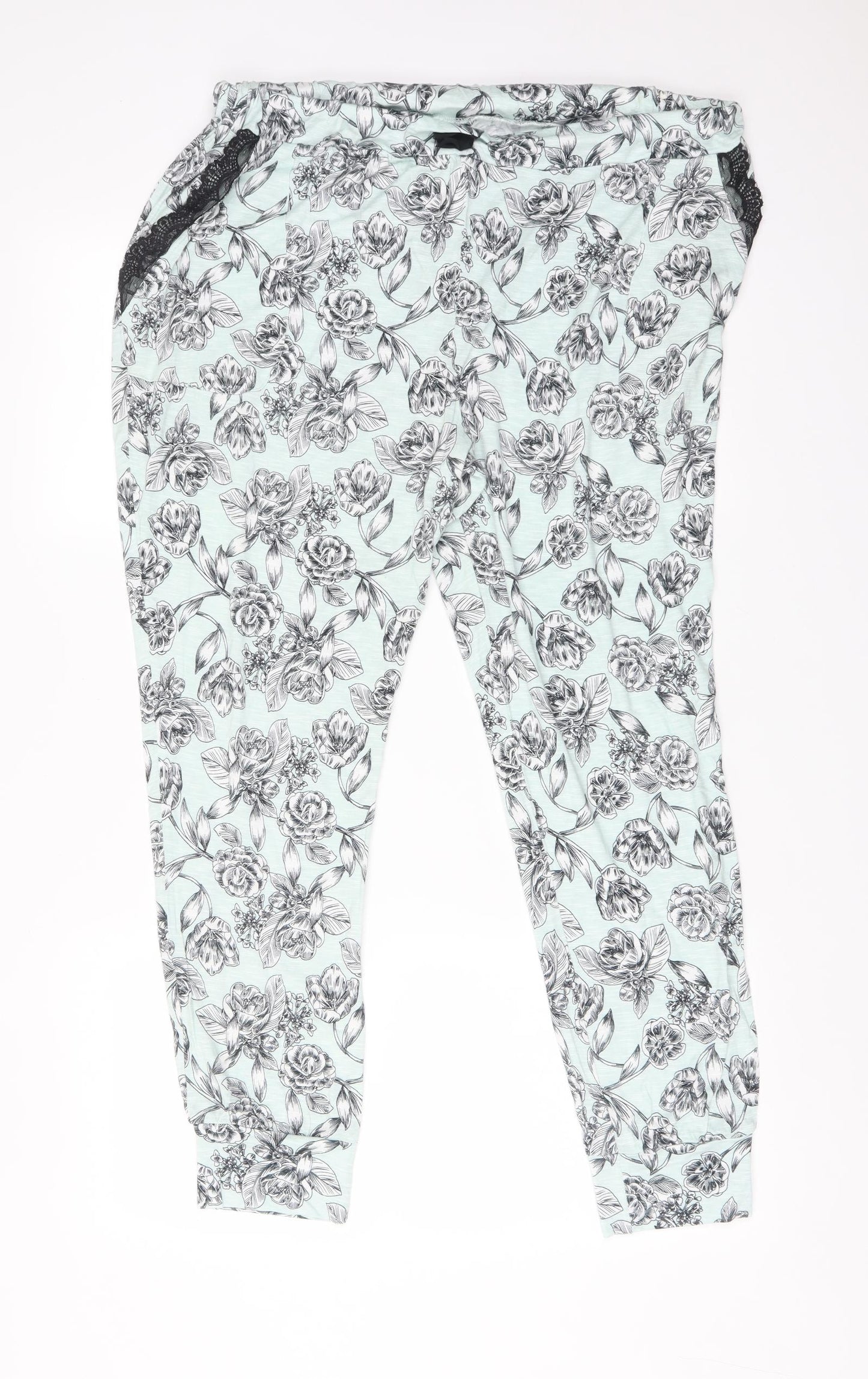 Primark Womens Multicoloured Floral Viscose  Pyjama Pants Size L