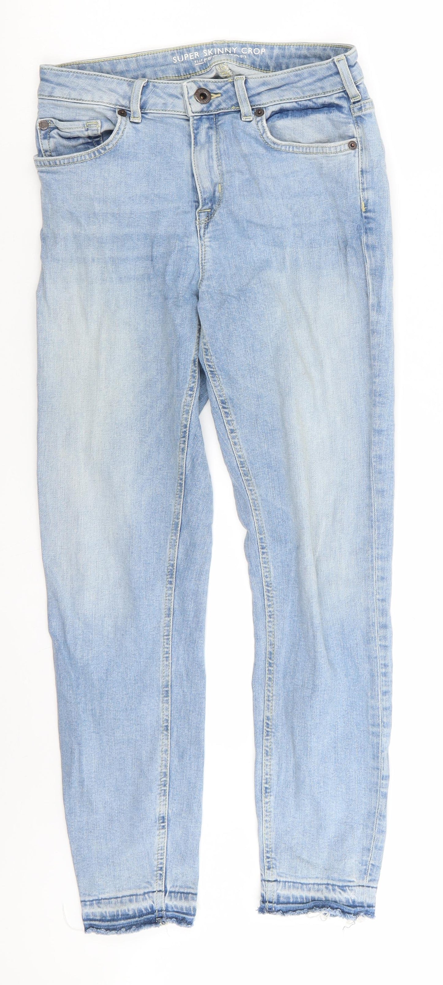 Jack Wills Womens Blue  Cotton Skinny Jeans  L25 in   - Super Skinny Light Blue Freyed Hems
