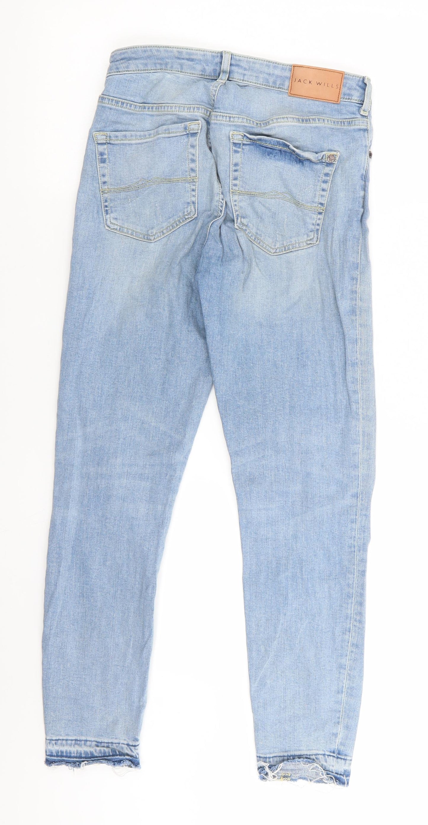 Jack Wills Womens Blue  Cotton Skinny Jeans  L25 in   - Super Skinny Light Blue Freyed Hems