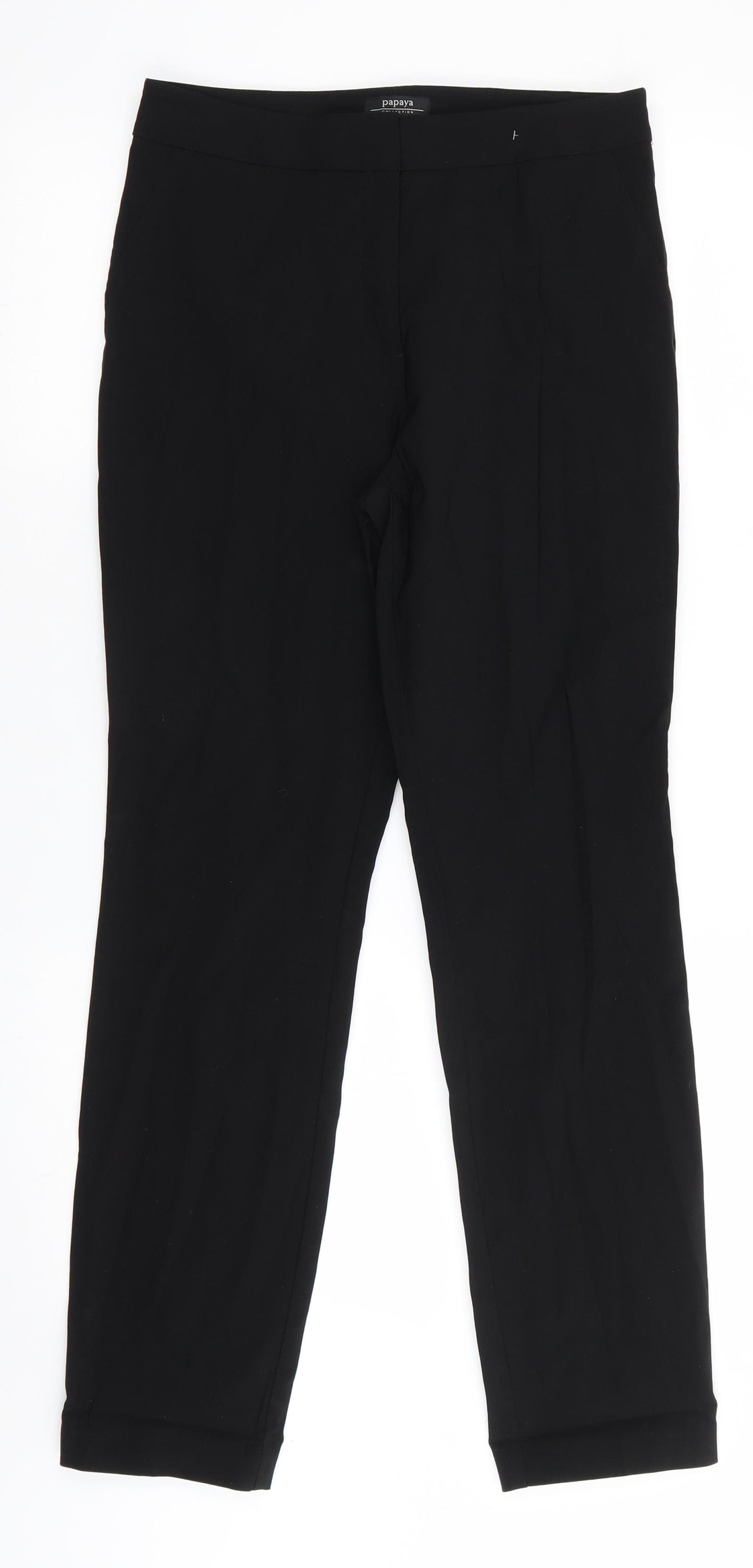 Papaya Womens Black  Viscose Trousers  Size 12 L28.5 in Regular