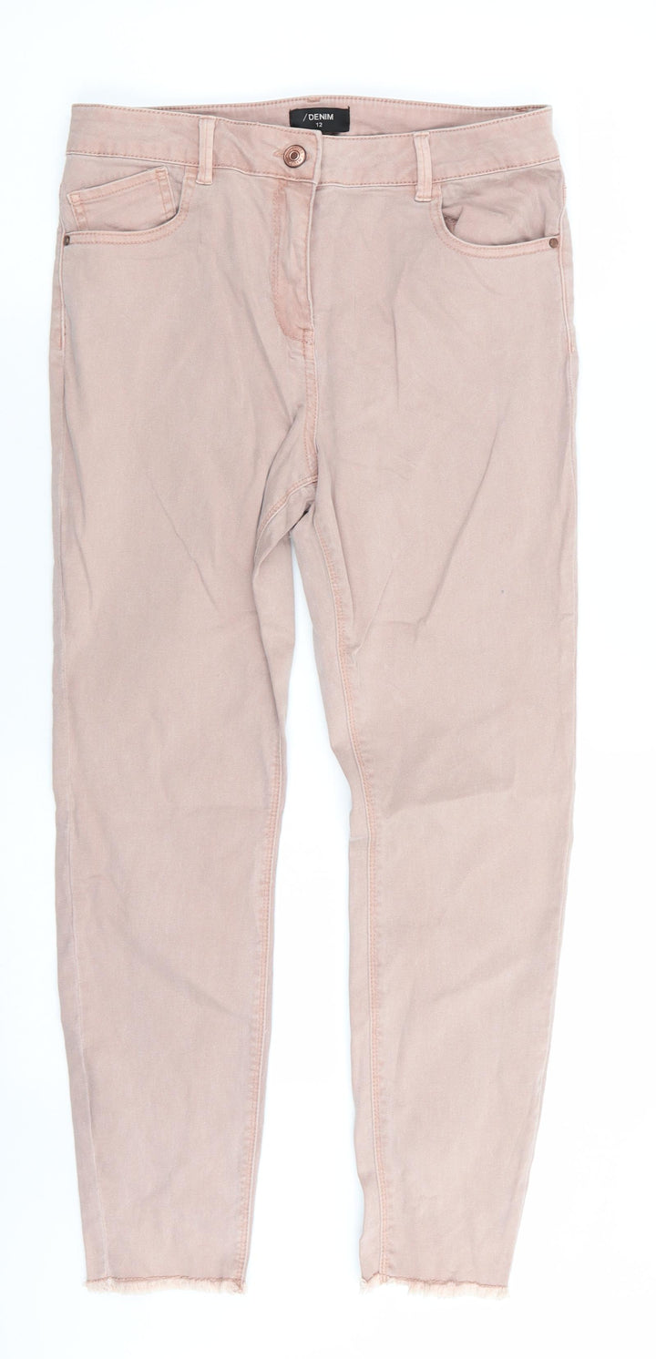 / Denim Womens Pink  Cotton Skinny Jeans Size 12 L26 in Regular  - Dusty Pink Freyed hems