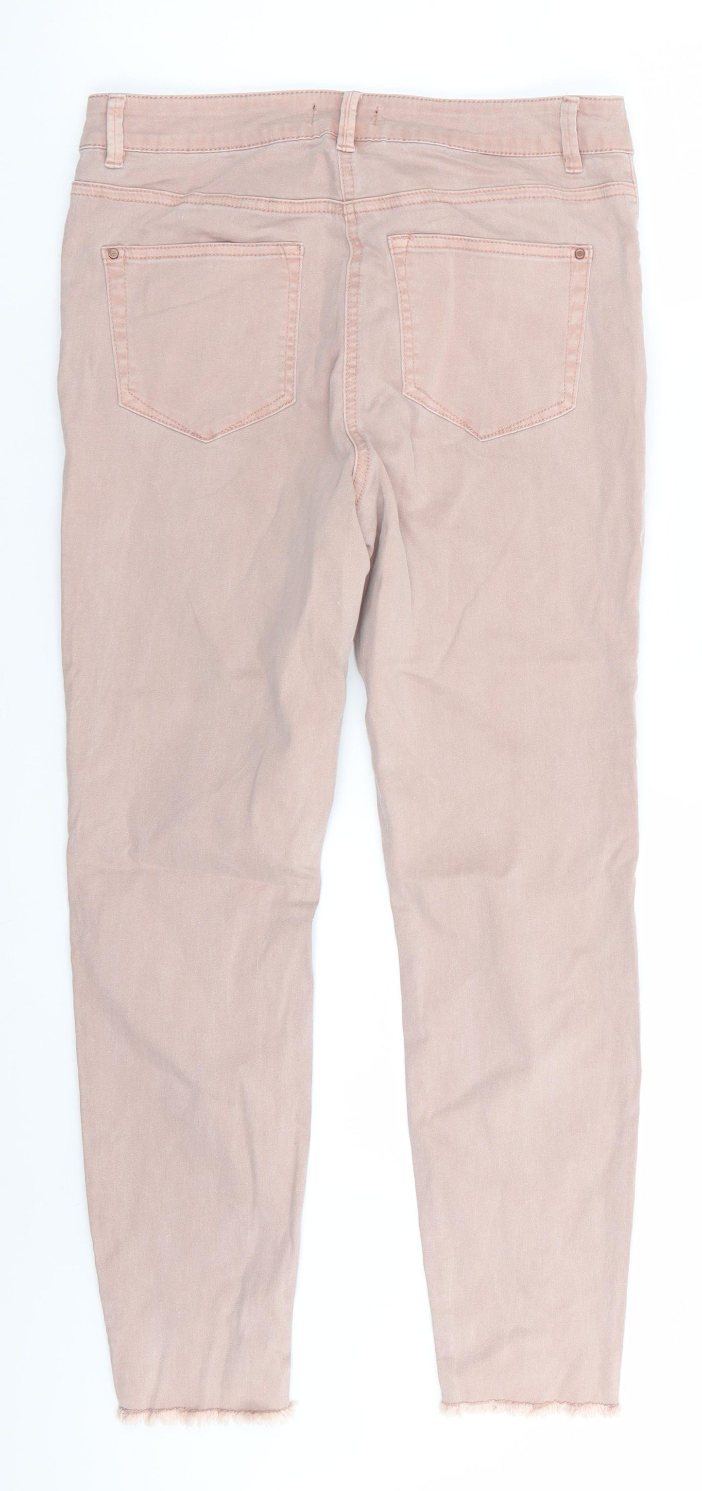/ Denim Womens Pink  Cotton Skinny Jeans Size 12 L26 in Regular  - Dusty Pink Freyed hems