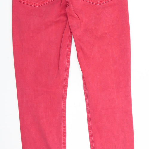 7 For All Mankind Womens Red  Cotton Skinny Jeans  L27 in   - Deep coral Freyed hems