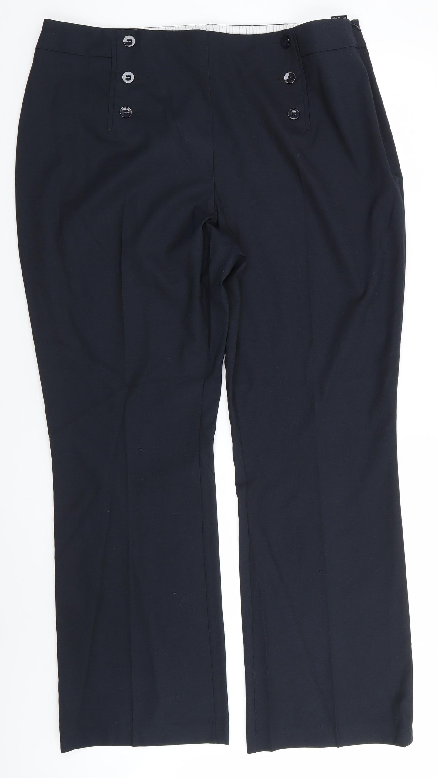 Marks and Spencer Womens Blue  Polyester Trousers  Size 20 L30 in Regular  - Size Zip