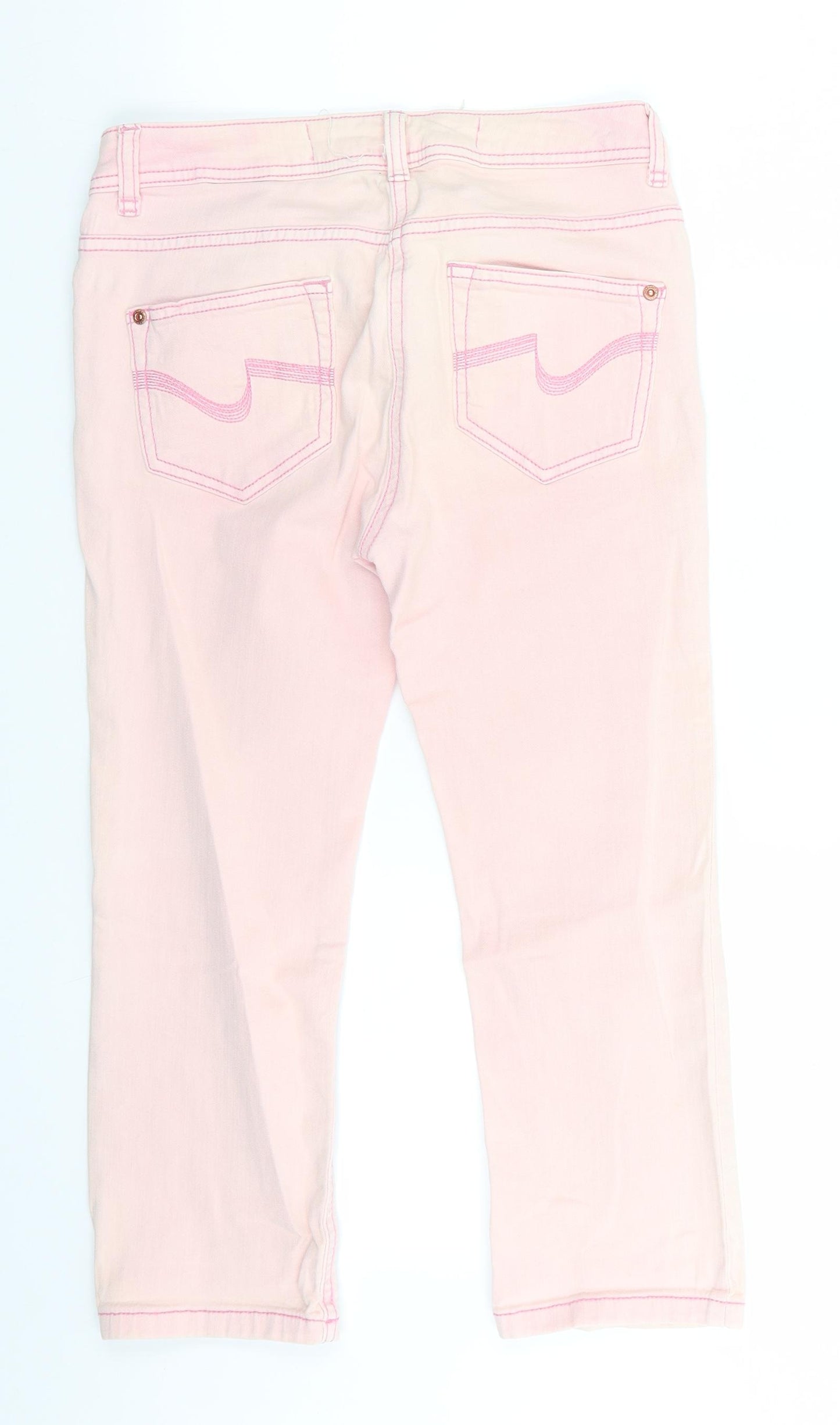 Made with Love Womens Pink  Cotton Cropped Jeans Size 6 L20 in Regular  - Pale pink