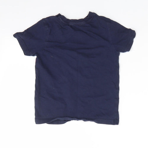 George Boys Blue Animal Print Cotton Basic T-Shirt Size 3-4 Years Round Neck  - Dinasour Navy Blue My Nana is a Superhero