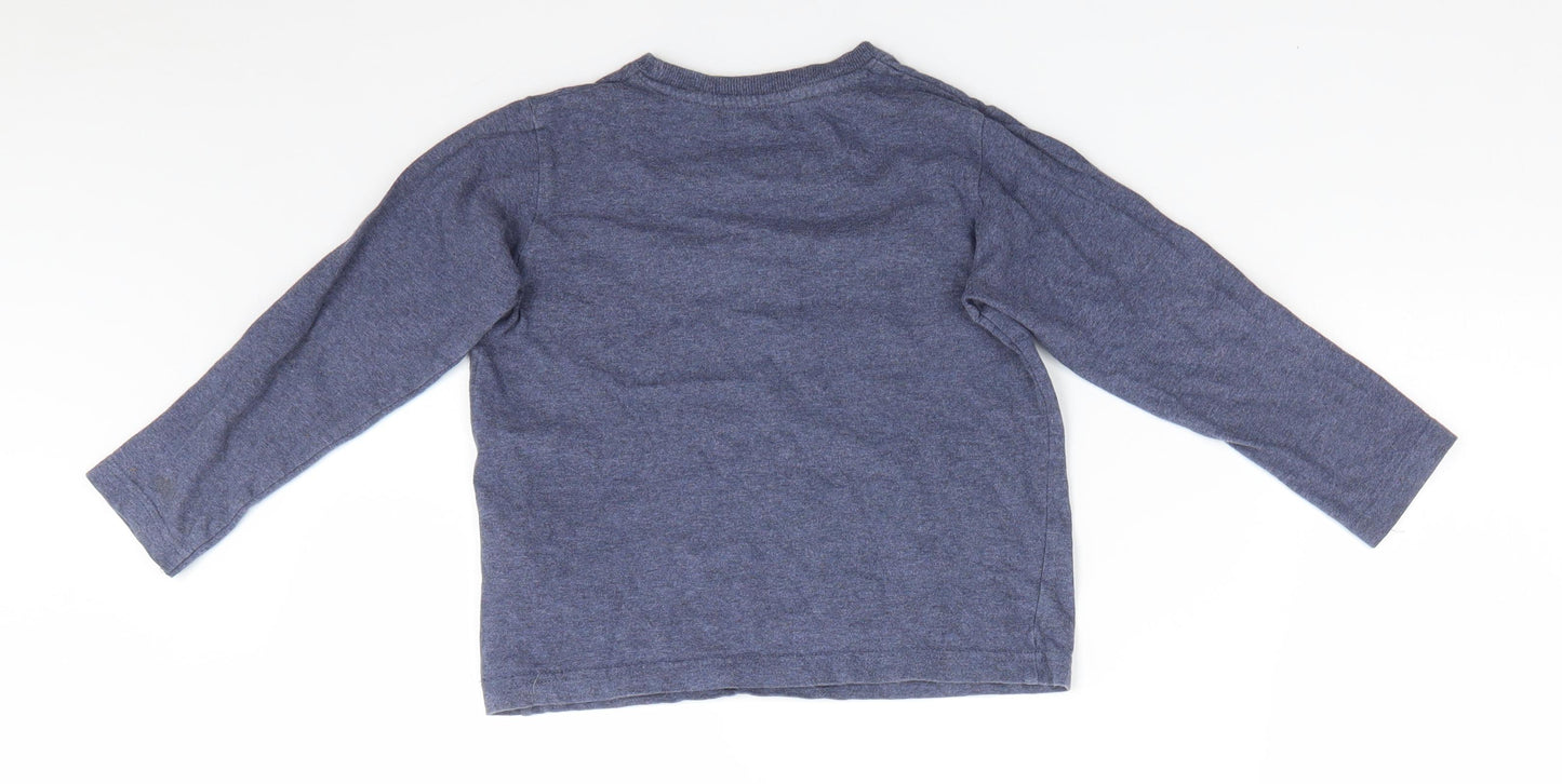 Marks and Spencer Boys Blue Animal Print Cotton Pullover Casual Size 4-5 Years Round Neck  - Spiderman