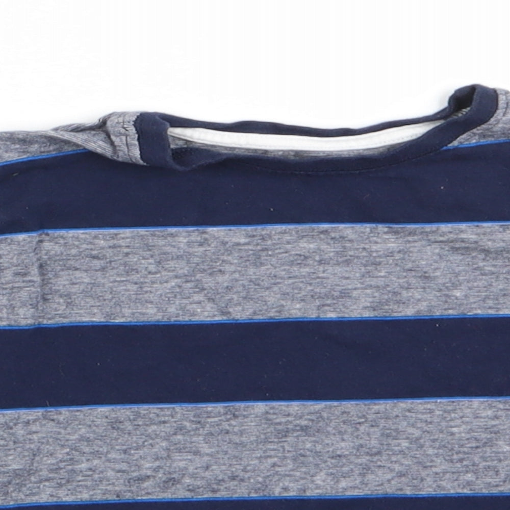 Primark Boys Blue Striped Cotton Pullover Casual Size 3-4 Years Round Neck
