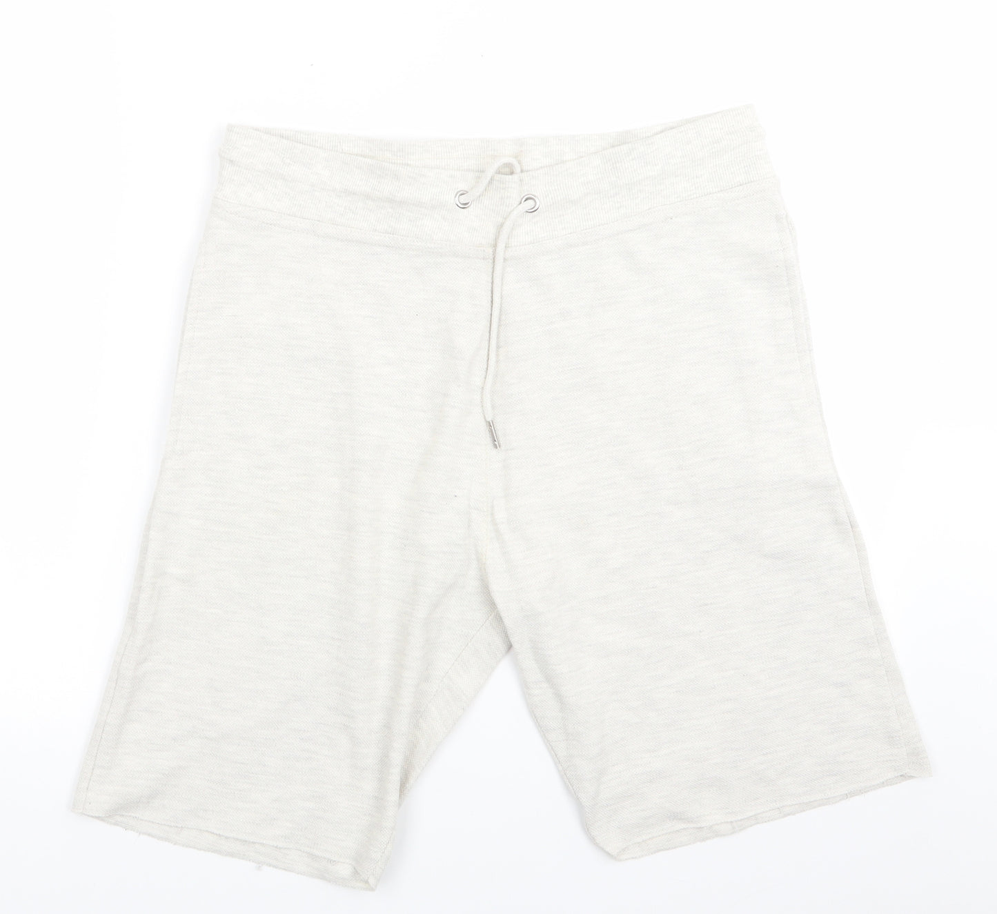 New Look Men Mens Grey  Cotton Sweat Shorts Size M L9 in Regular  - White Grey Mix