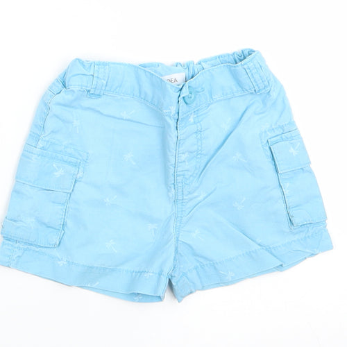 Victor Dodea Boys Blue Floral  Cargo Trousers Size 12 Months   - Palm Tree Print Back Elastication