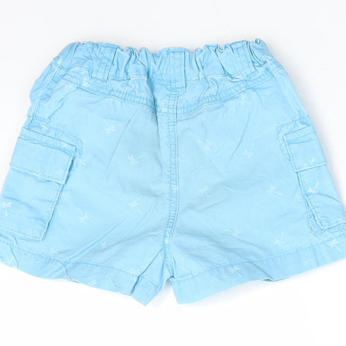 Victor Dodea Boys Blue Floral  Cargo Trousers Size 12 Months   - Palm Tree Print Back Elastication