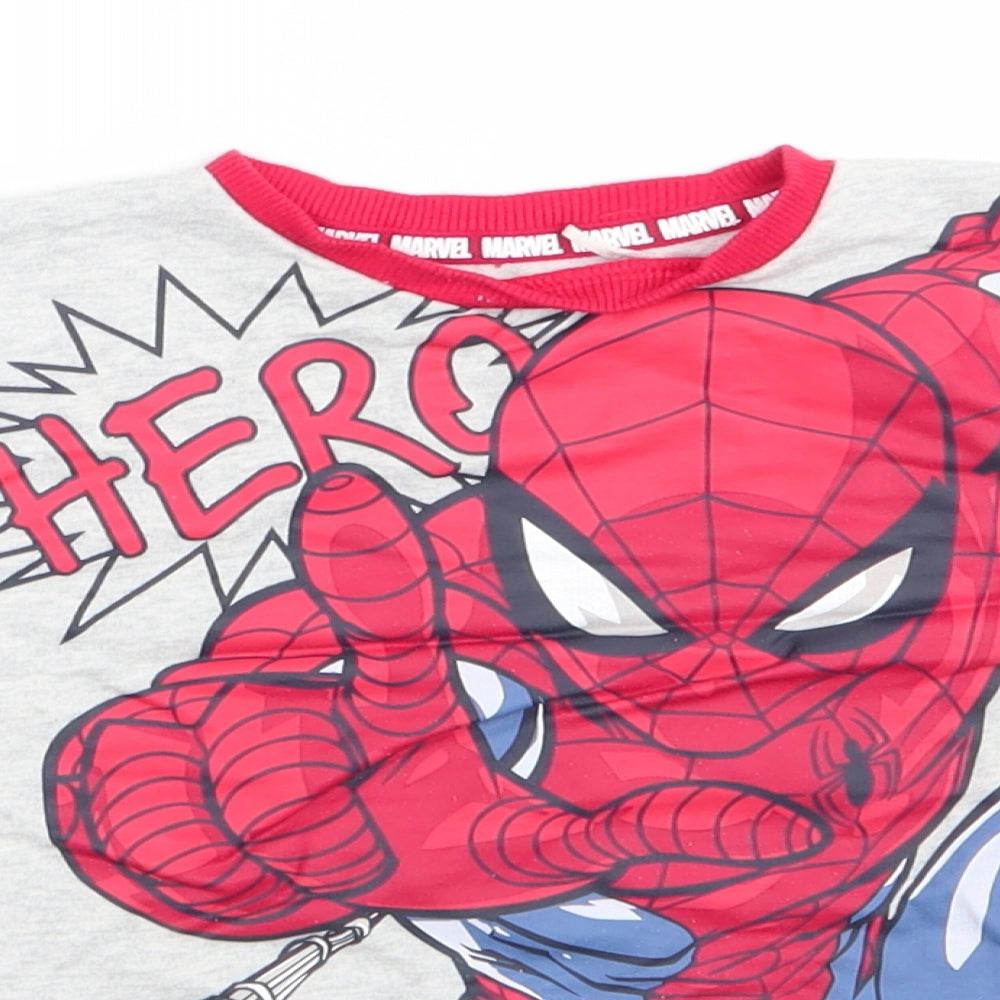 Marvel at George Boys Grey Animal Print Cotton Pullover Sweatshirt Size 3-4 Years   - Spider Man