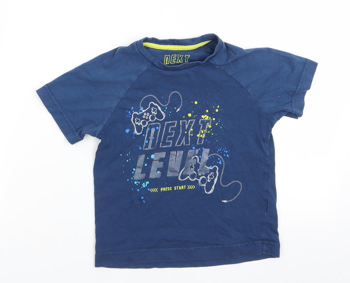 Next Level Boys Blue Cotton Basic T-Shirt Size 5 Years Round Neck - Games Console Next Level