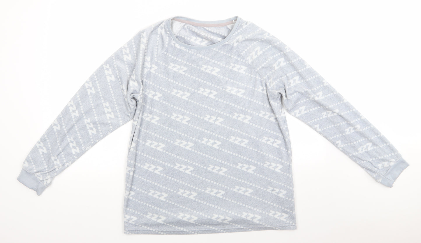 Love To Lounge Womens Grey Solid Polyester  Pyjama Top Size 10   - ZZZ... Light Grey with White print