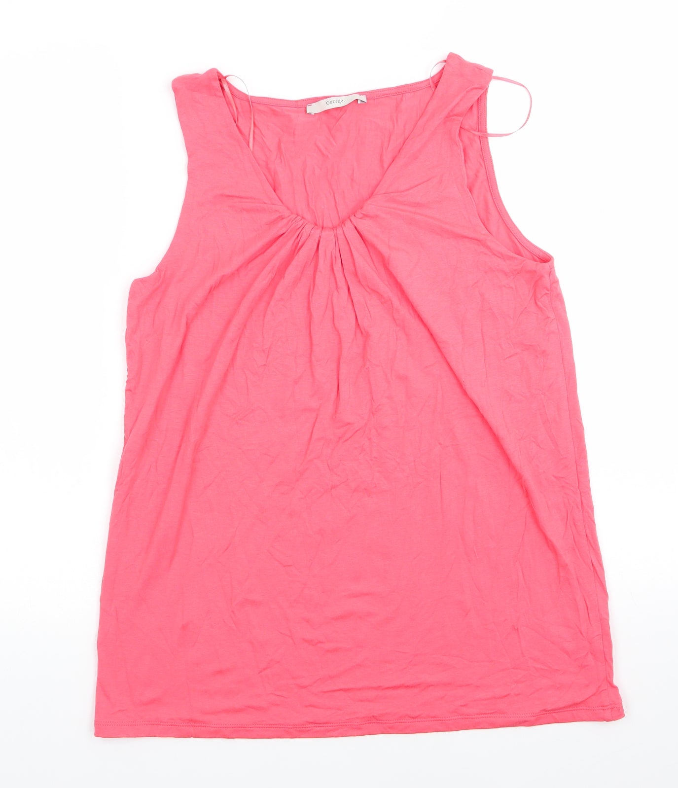 George Womens Orange  Viscose Tunic T-Shirt Size 14 V-Neck - Gathered neckline detail