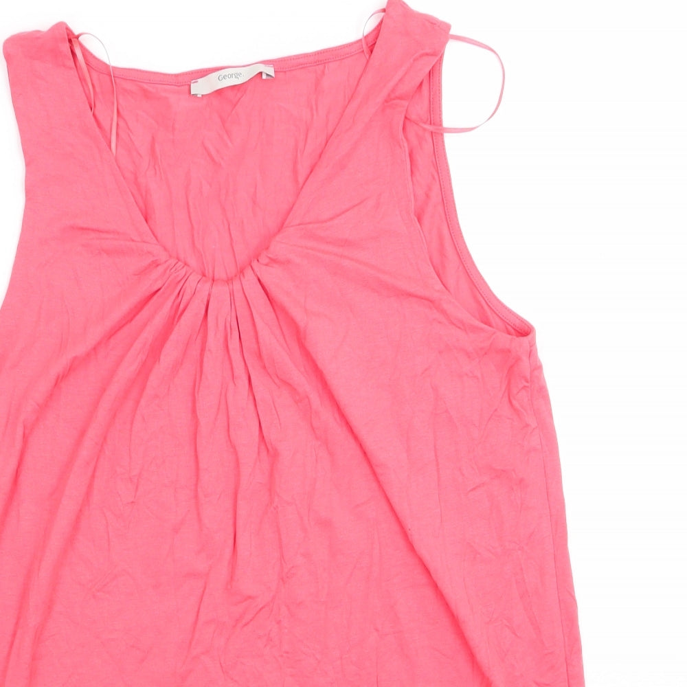 George Womens Orange  Viscose Tunic T-Shirt Size 14 V-Neck - Gathered neckline detail