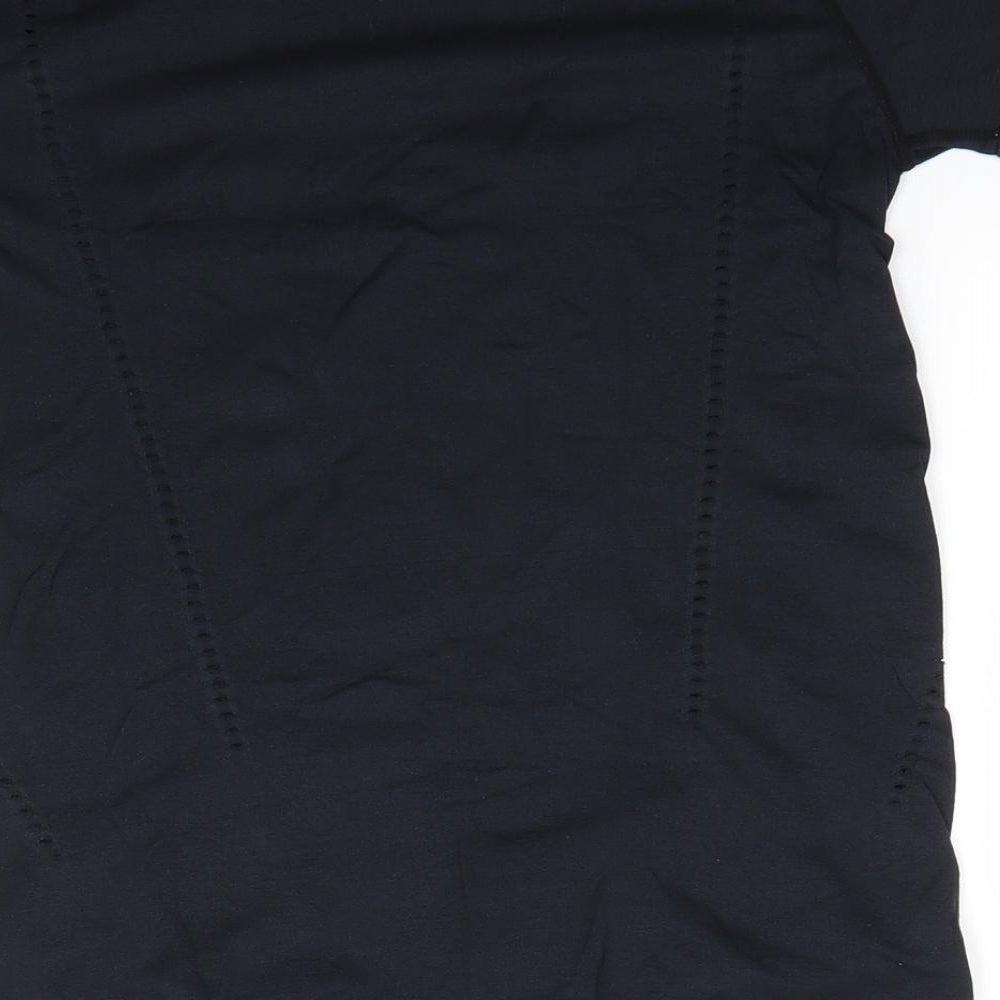 Workout Womens Black  Polyamide Basic T-Shirt Size S Round Neck  - Punched out decoration detail